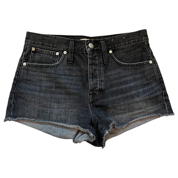 Madewell Relaxed Button Fly High Rise Cut Off Denim Shorts Calverley Wash Sz 27 - Picture 2 of 7